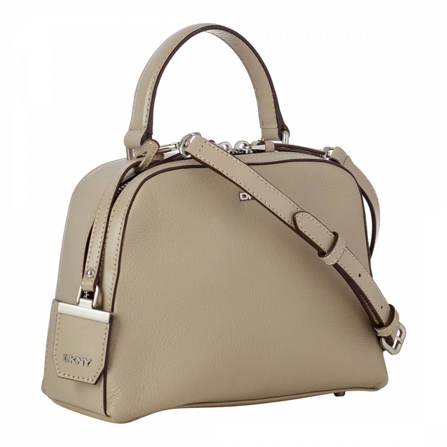 Taupe Leather Small Single Handle Tote Bag - BrandAlley