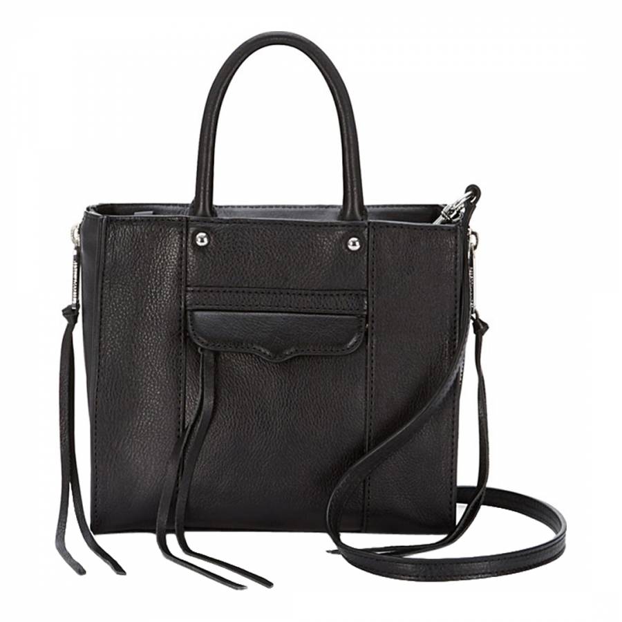 Black Leather Mini M.A.B Side Zip Tote Bag - BrandAlley