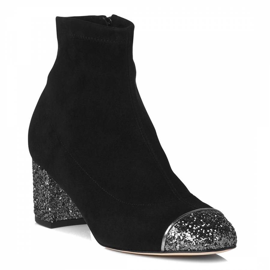 Black/Pewter Kelly Leather Ankle Boots - BrandAlley