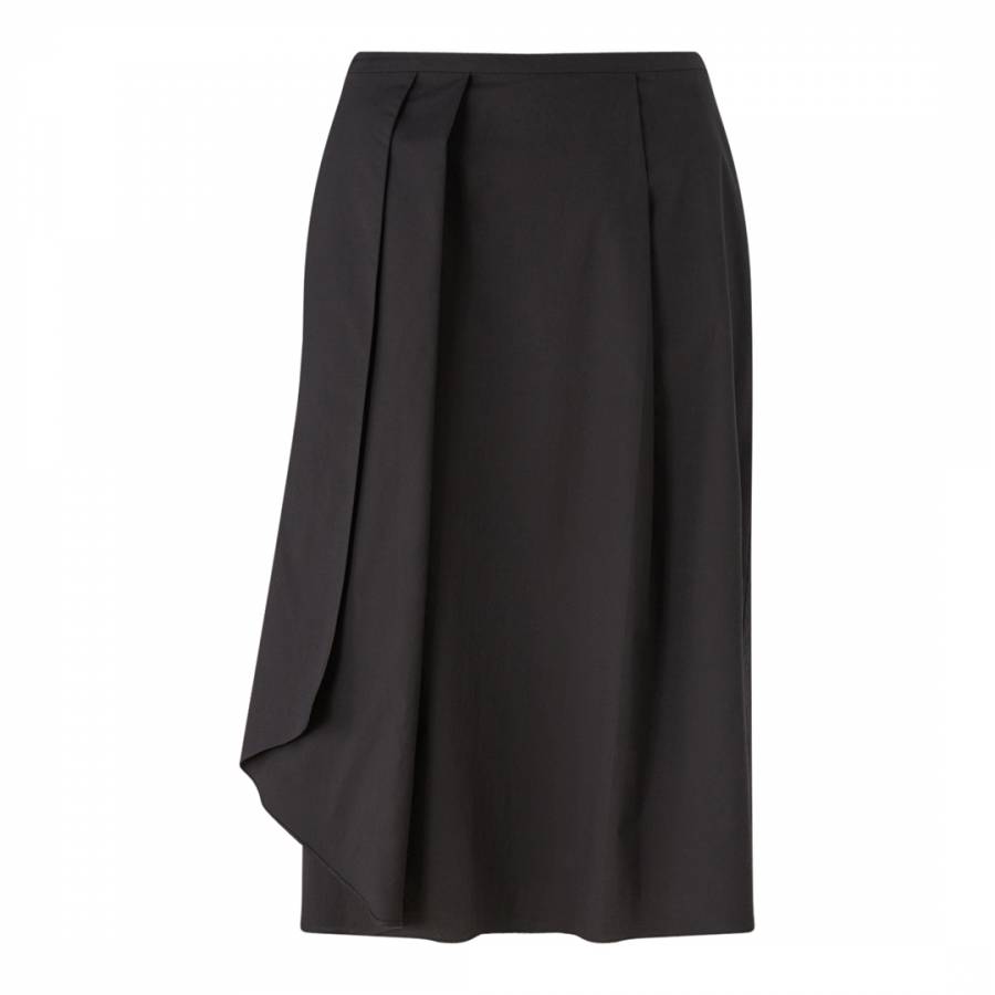 Womens Black Cotton Poplin Midi Skirt - BrandAlley