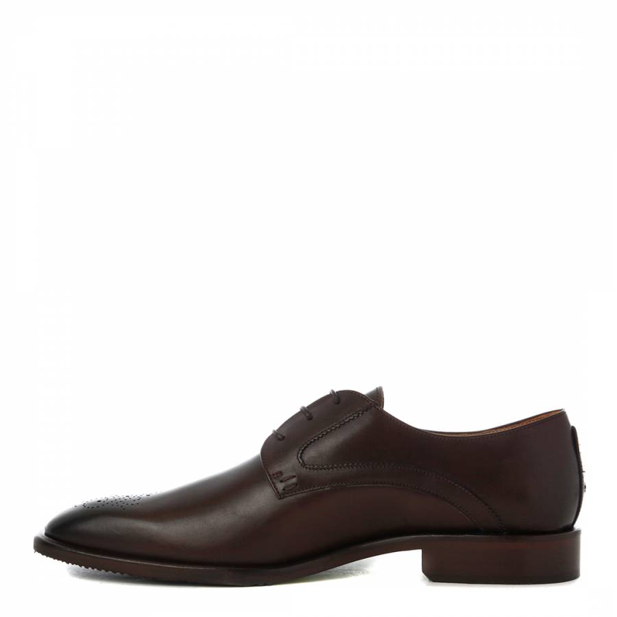 Dark Brown Leather Peschici Derby Shoe - BrandAlley