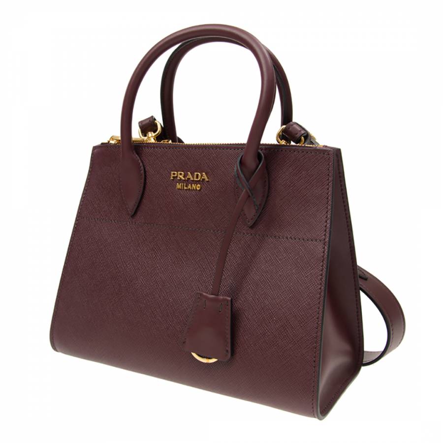 Burgundy Small Leather Paradigme Tote Bag - BrandAlley