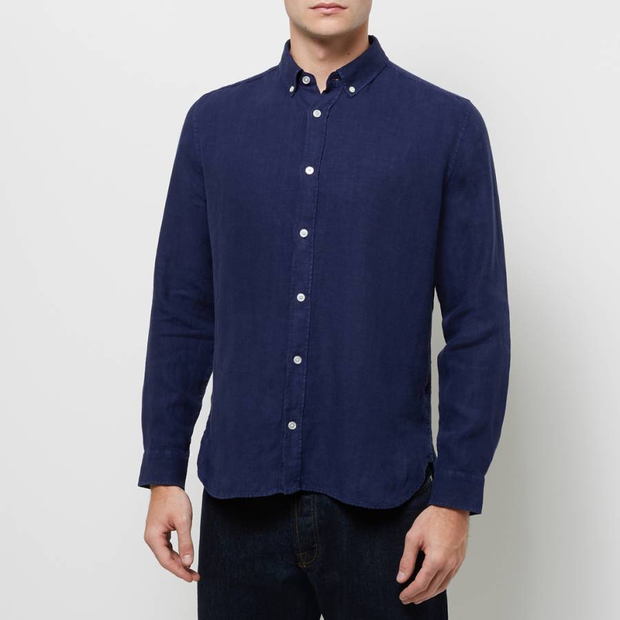 Dark Blue Linen Shirt - BrandAlley