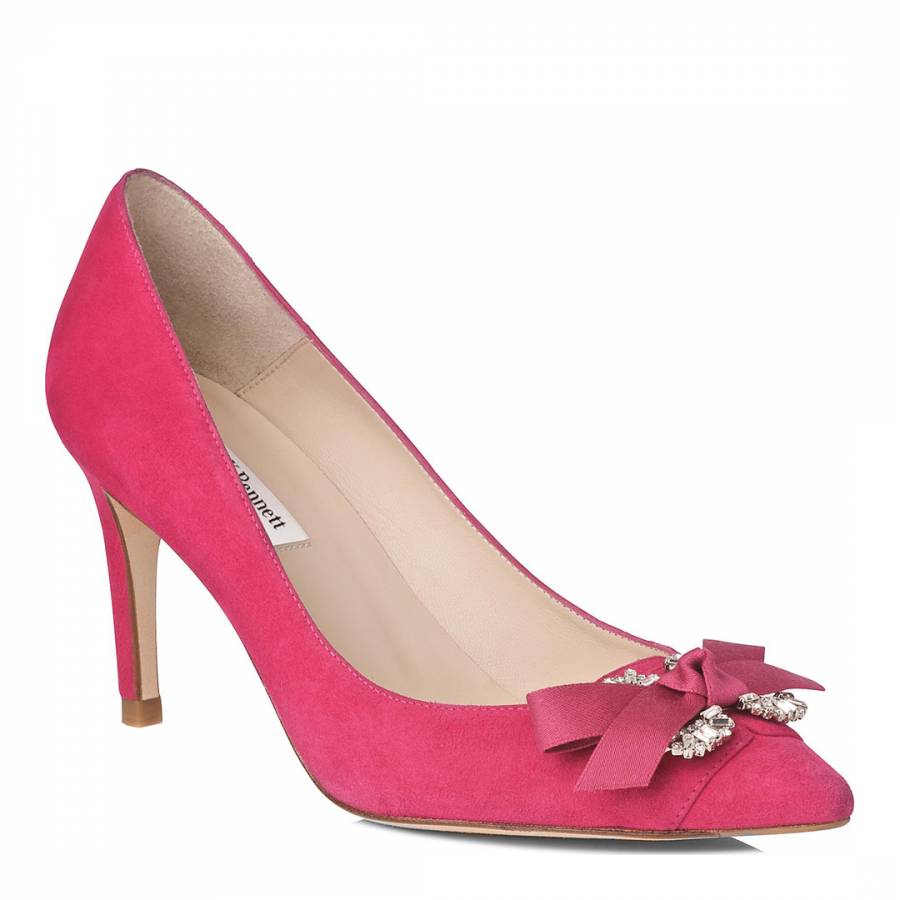 Pink Suede Pointed Toe Embellished Court Shoe - BrandAlley