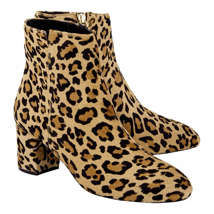 Leopard Print Ponyskin Ankle Boots - BrandAlley