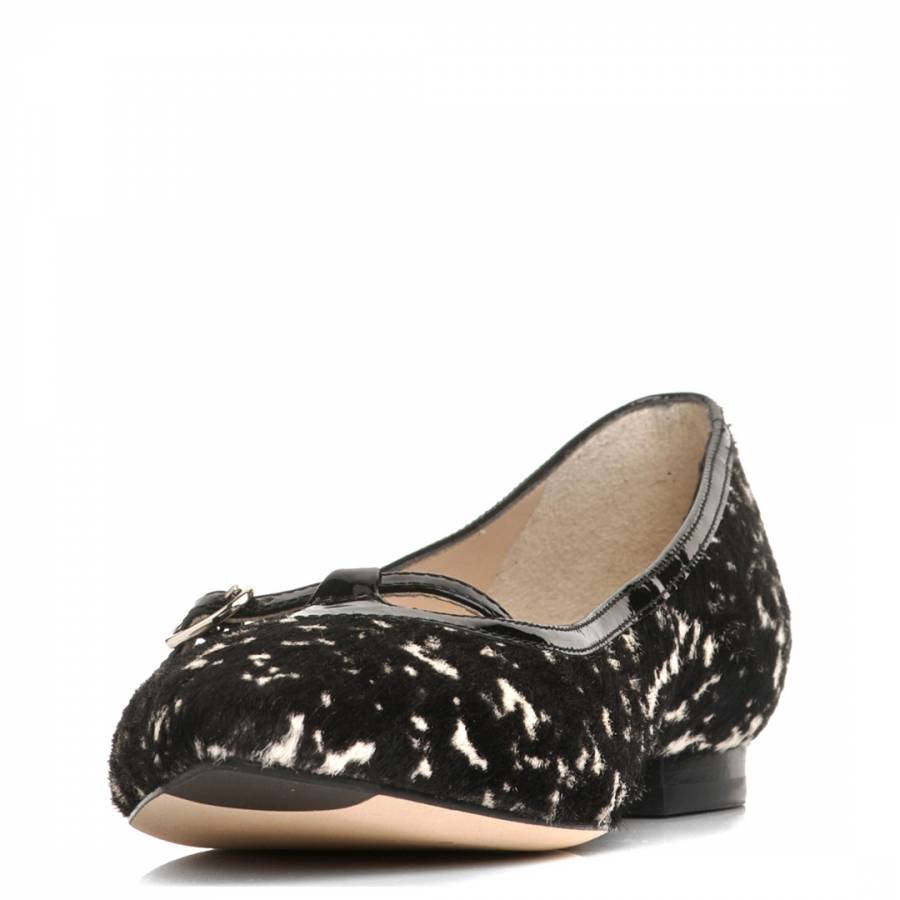 Black/White Printed Pointed Flat Shoes - BrandAlley
