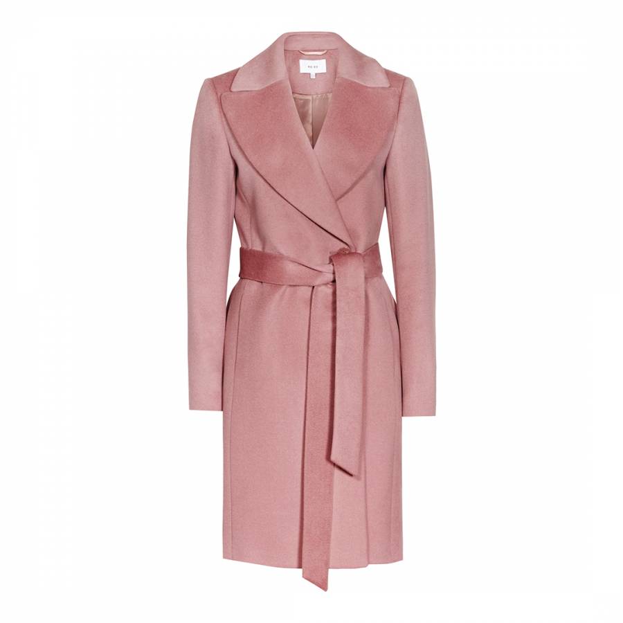 Dusty Pink Forbes Textured Short Wool Coat - BrandAlley