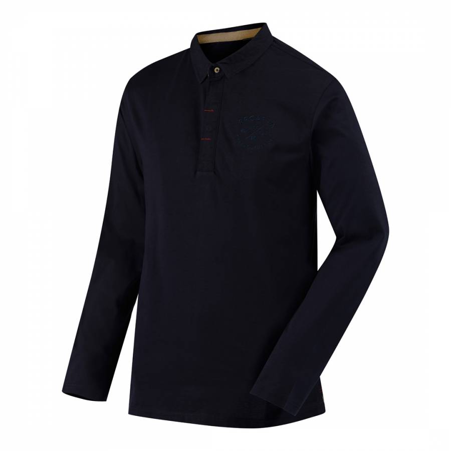 Navy Pierce Long Sleeve Polo Shirt - BrandAlley