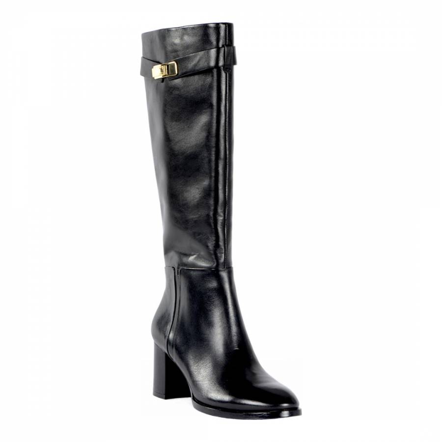 Ava Leather Black Boots - BrandAlley