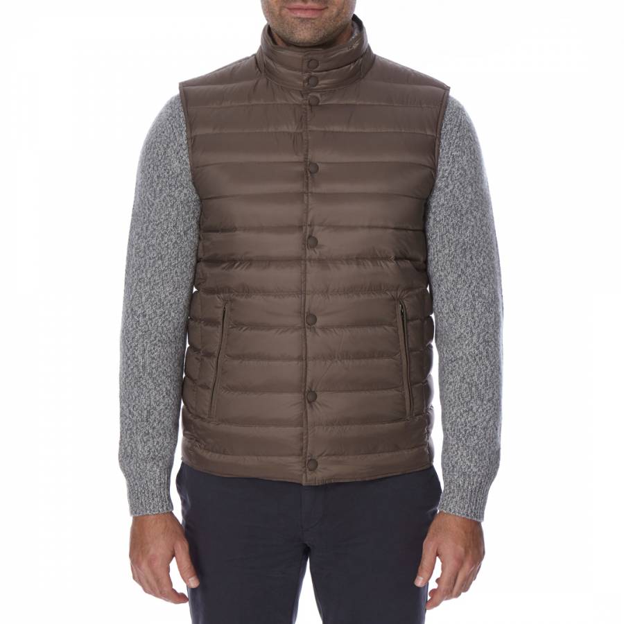 Taupe/Steel Blue Reversible Quilted Gilet - BrandAlley