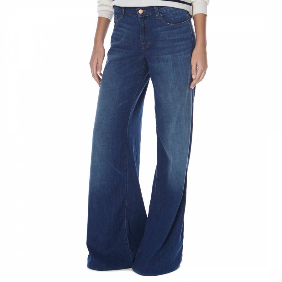 Denim Blue Lynette Super Wide Cotton Blend Jeans - BrandAlley