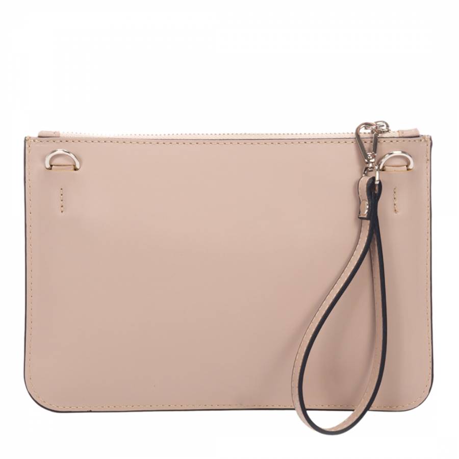 Dusty Pink Leather Spotted Clutch Bag - BrandAlley