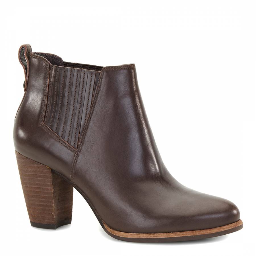 Dark Brown Leather Poppy Ankle Boot - BrandAlley
