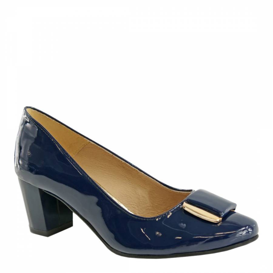 Navy Blue Leather Patent Pumps - BrandAlley