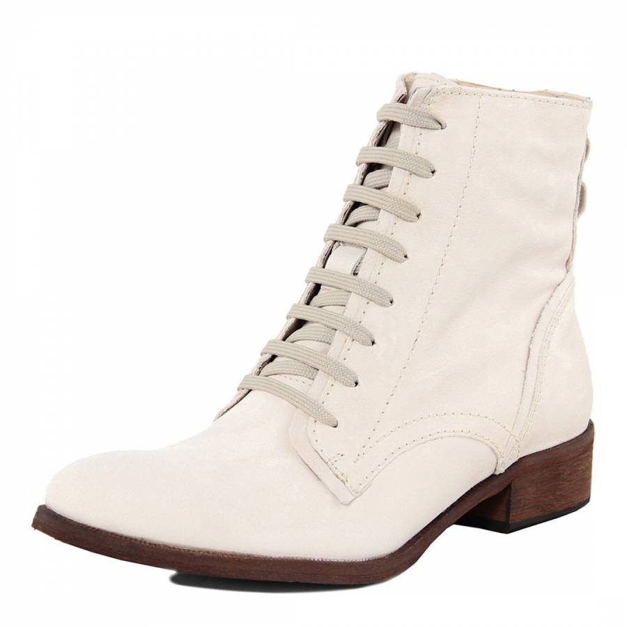 Light Beige Leather Lace Up Ankle Boots - BrandAlley