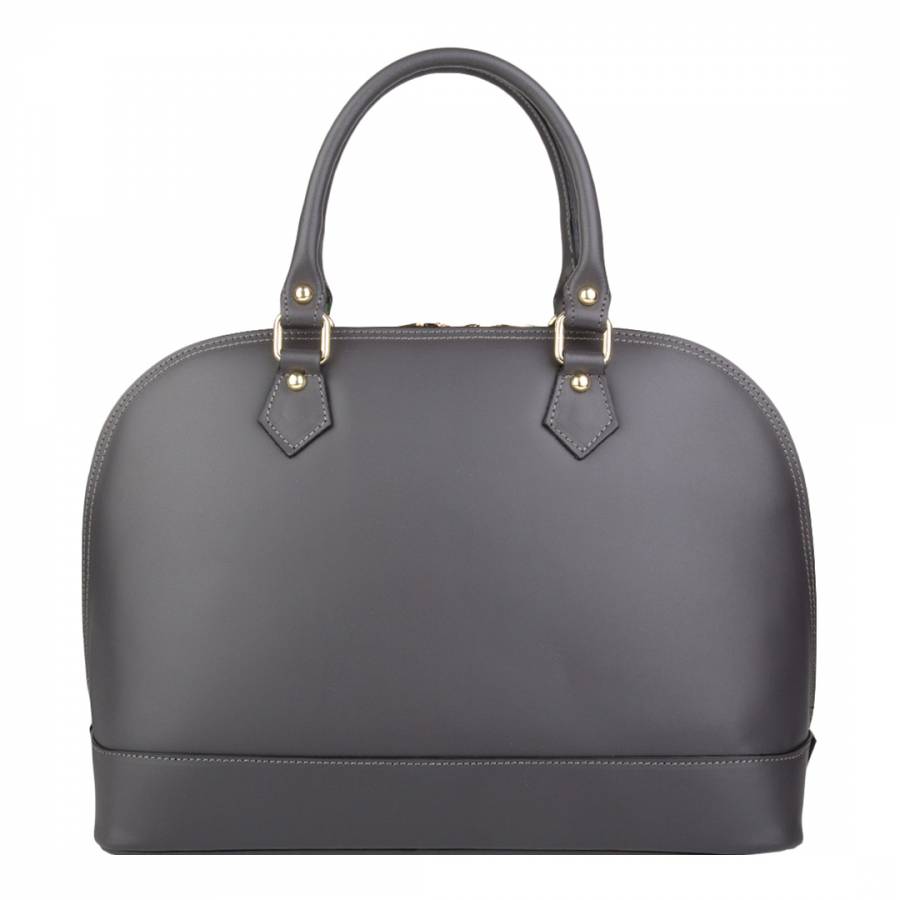 Dark Grey Leather Handbag - BrandAlley