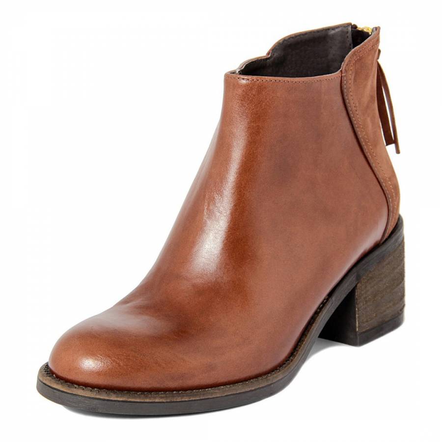 Rust Leather And Suede Ankle Boots - BrandAlley