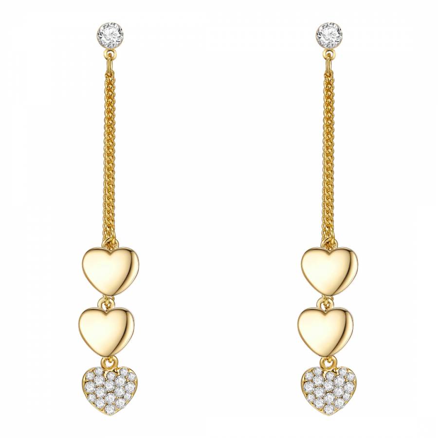 Gold Heart Drop Earrings - BrandAlley
