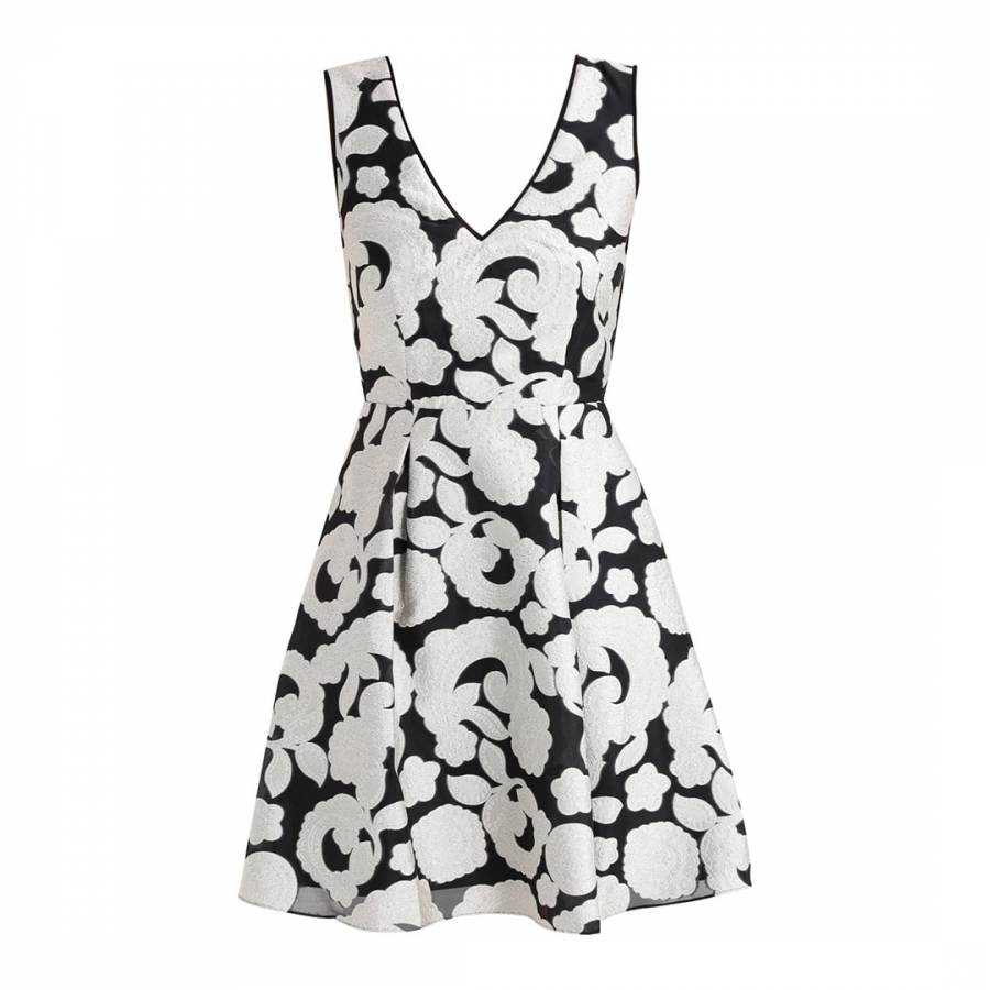 Black/White Fit and Flare Miriah Dress - BrandAlley