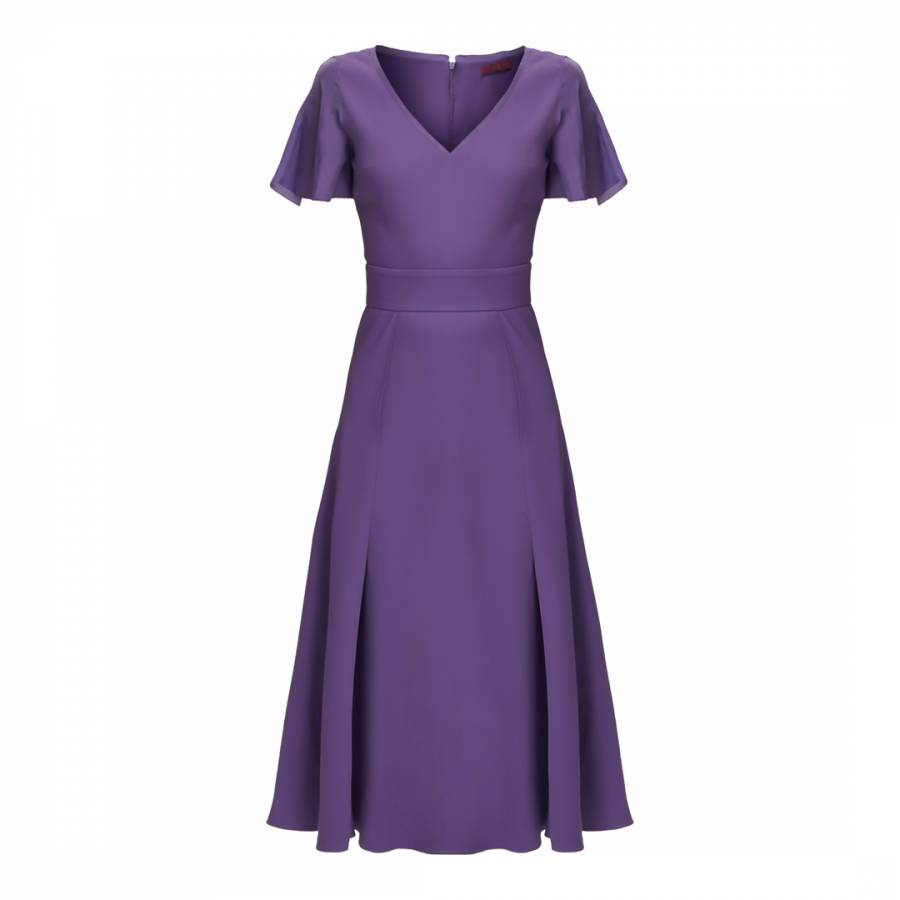 Purple Silk Blend Layering Deep Slit Dress - BrandAlley
