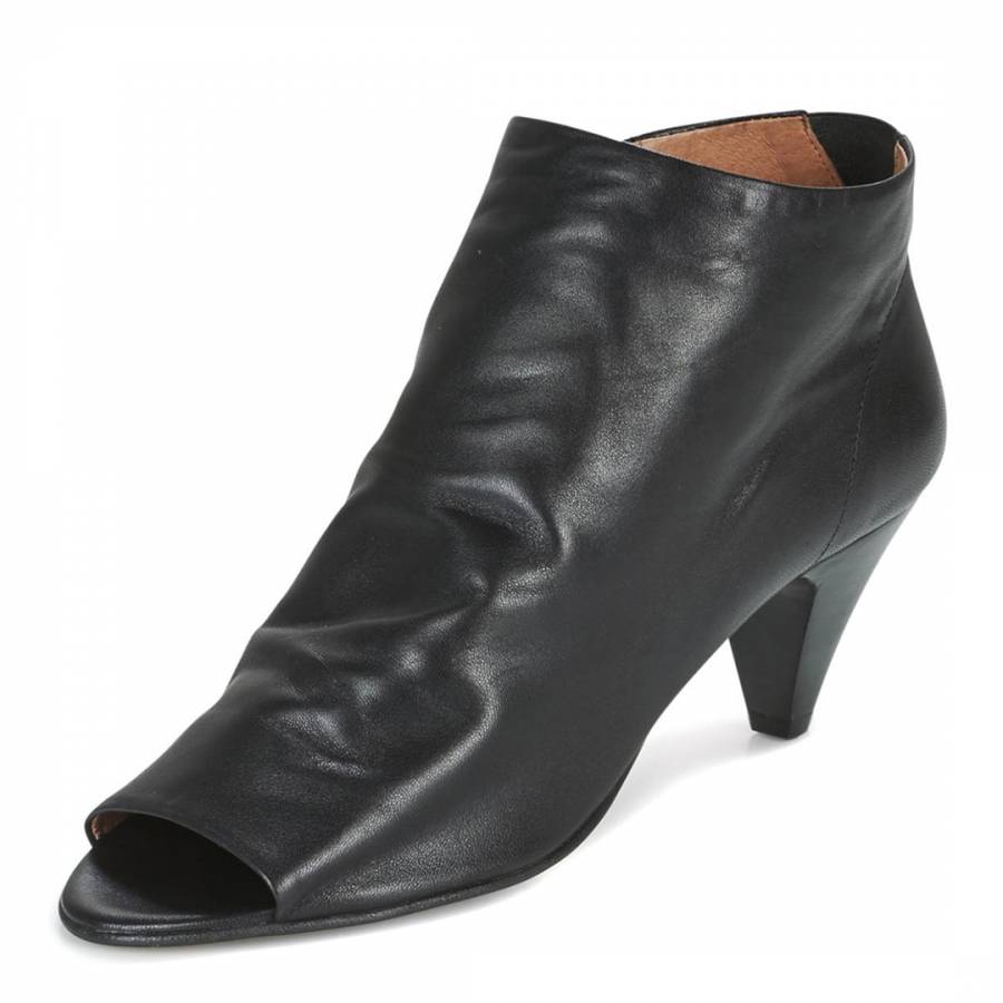 Black Leather Goa Peep Toe Ankle Boots - BrandAlley