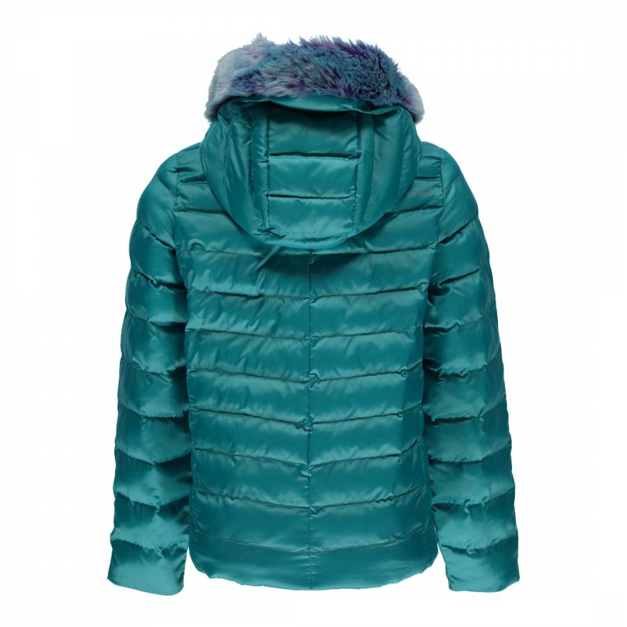 Kids Turquoise Faux Fur Hooded Jacket - BrandAlley