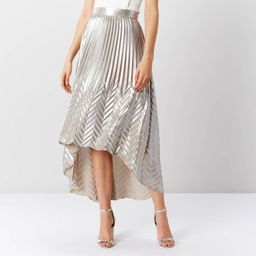 Silver Paige Pleat Maxi Skirt - BrandAlley