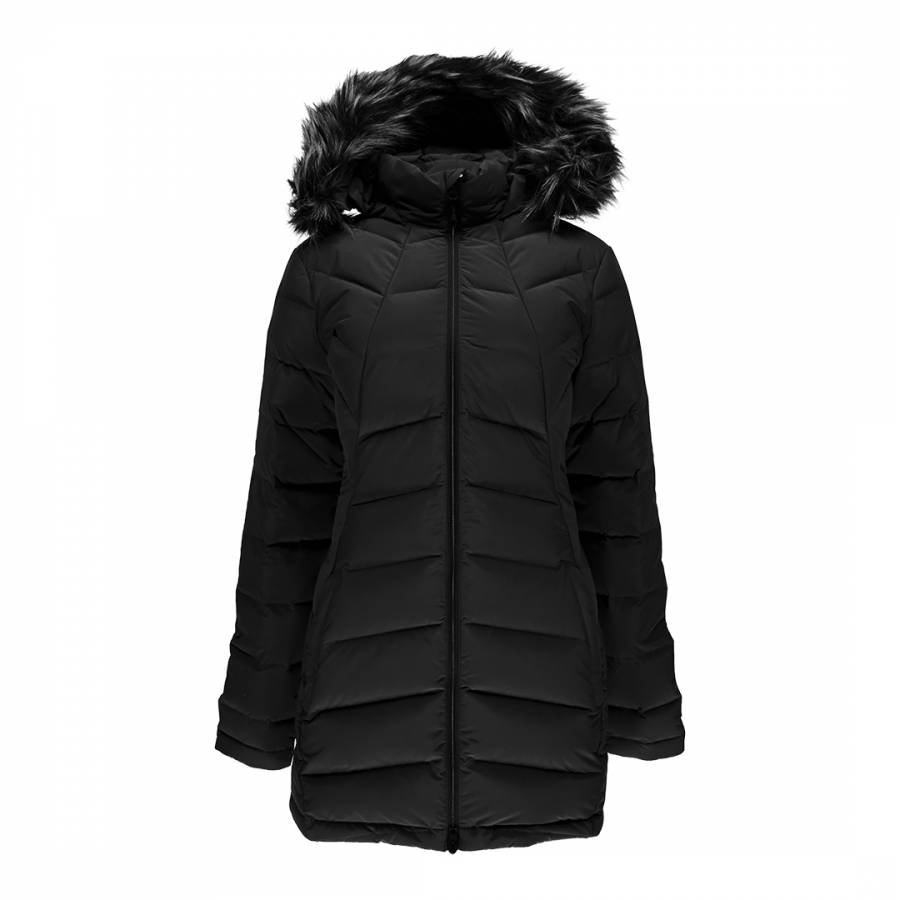 Women's Black Syrround Long Faux Fur Down Coat - BrandAlley