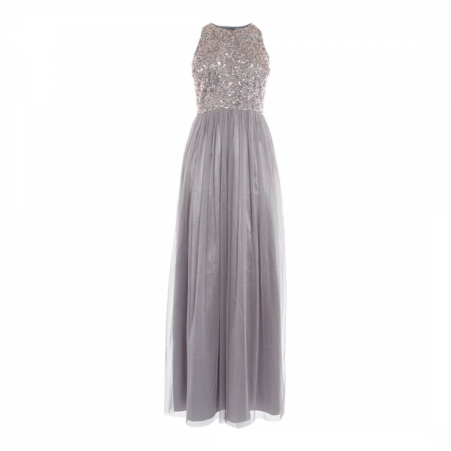 Silver Ru Sequin Tulle Prom Dress - BrandAlley