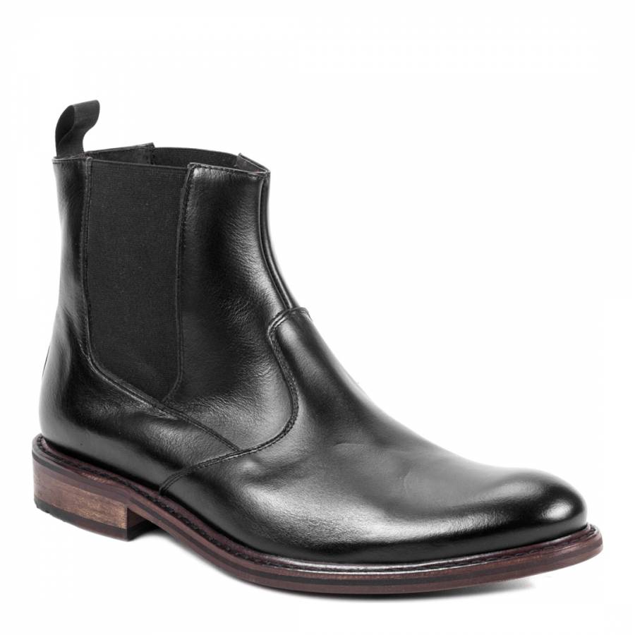 Black Leather Long Chelsea Boots - BrandAlley