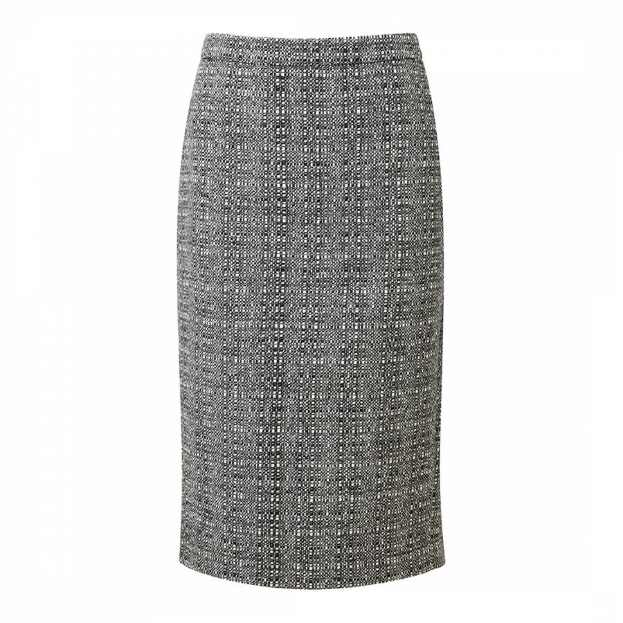 Black/White Texture Wool Pencil Skirt - BrandAlley