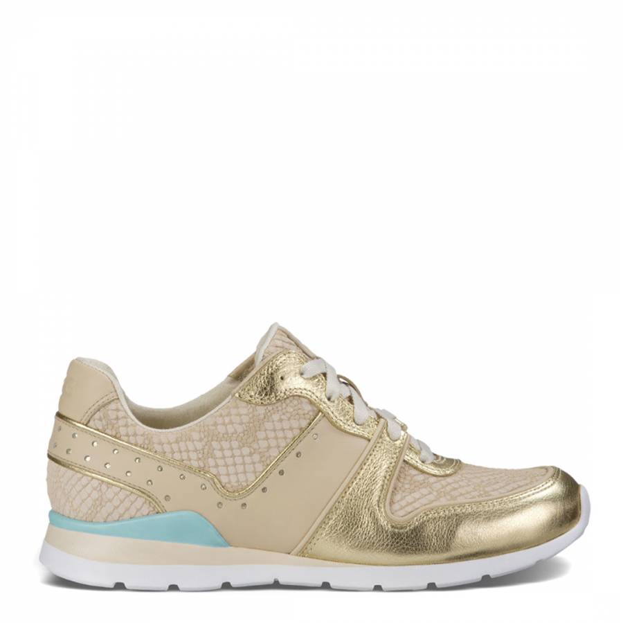 Womens Gold Leather Deaven Trainers 