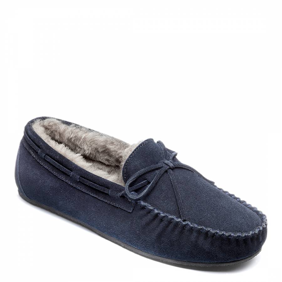 navy moccasin slippers