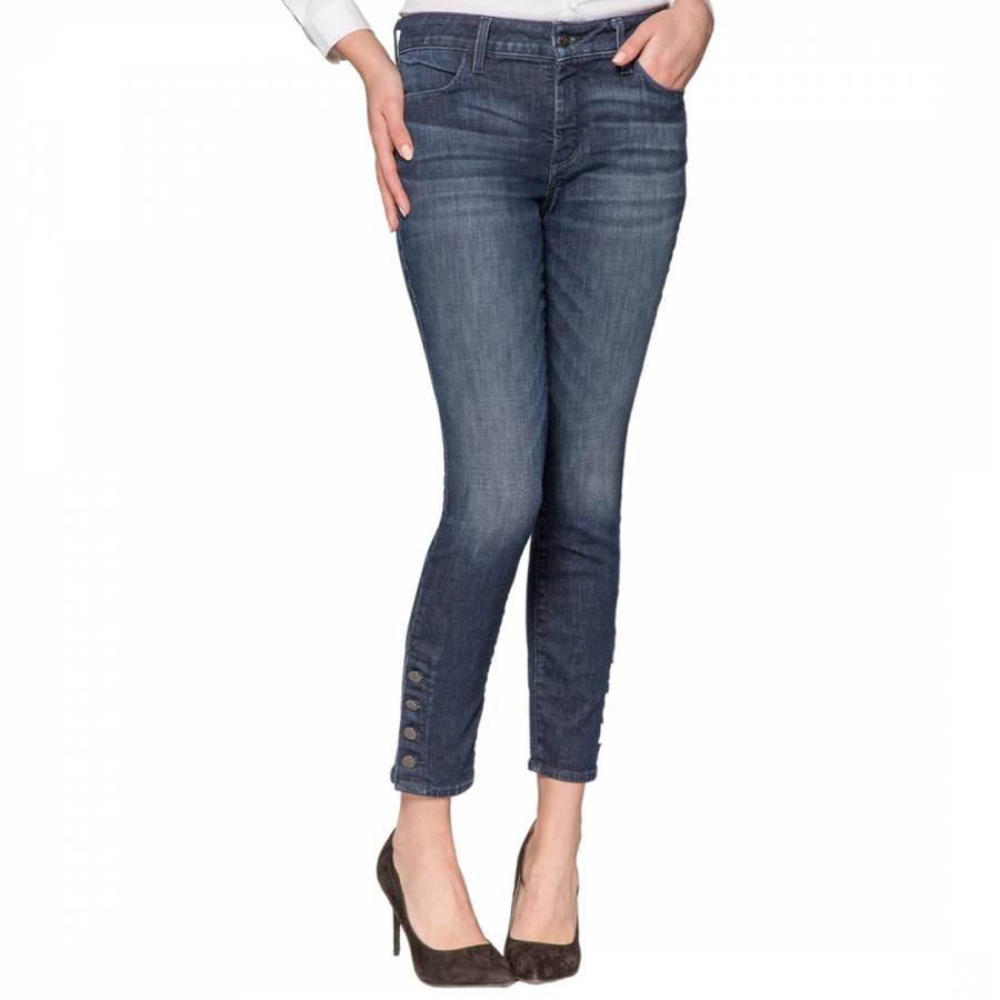 Mid Blue Ami Button Ankle Skinny Jeggings - BrandAlley