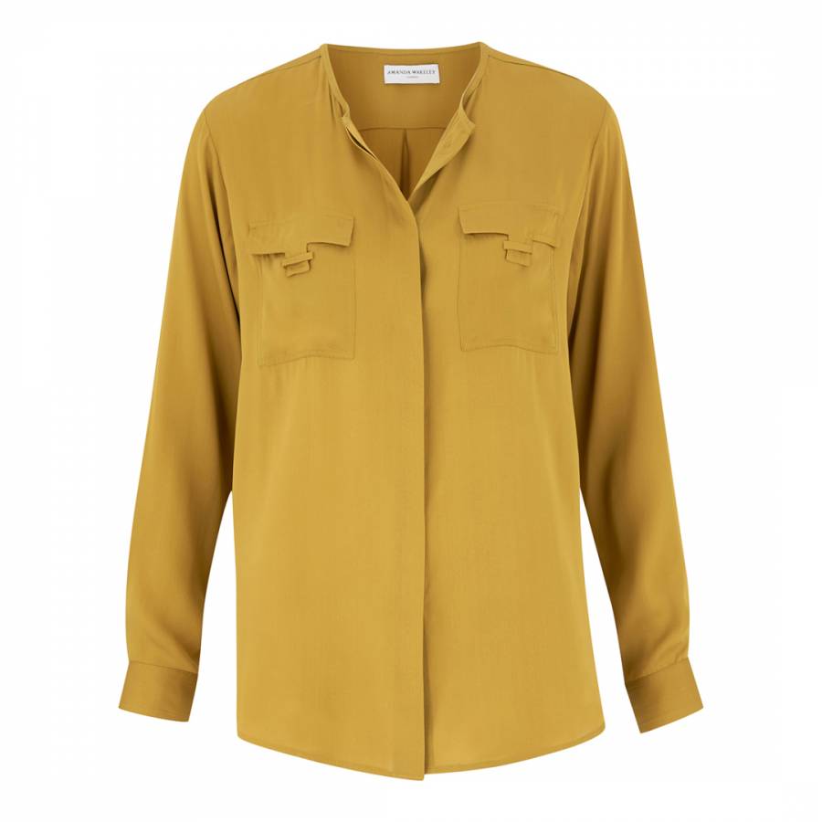 Chartreuse Satinised Silk Shirt - BrandAlley