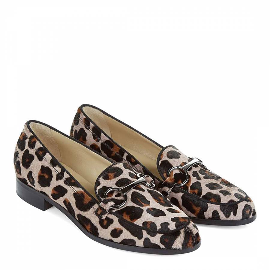 Leopard Print Textured Clarence Loafers - BrandAlley