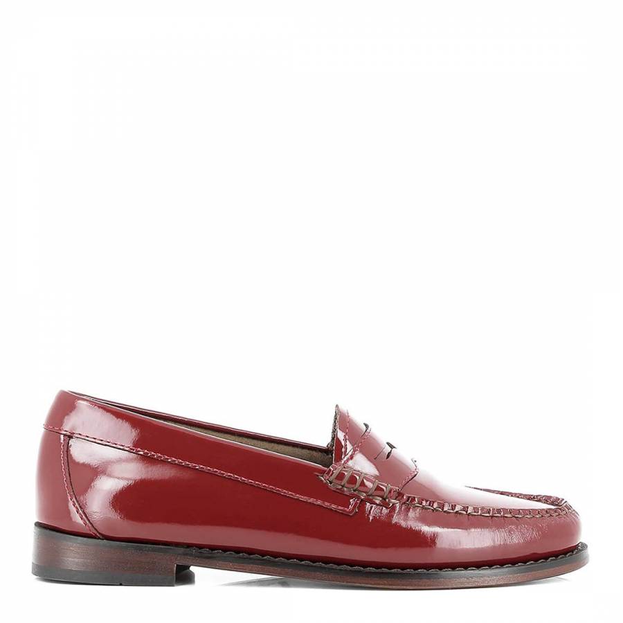 Women's Patent Spanish Red Leather Penny Wheel Weejun Loafer - BrandAlley