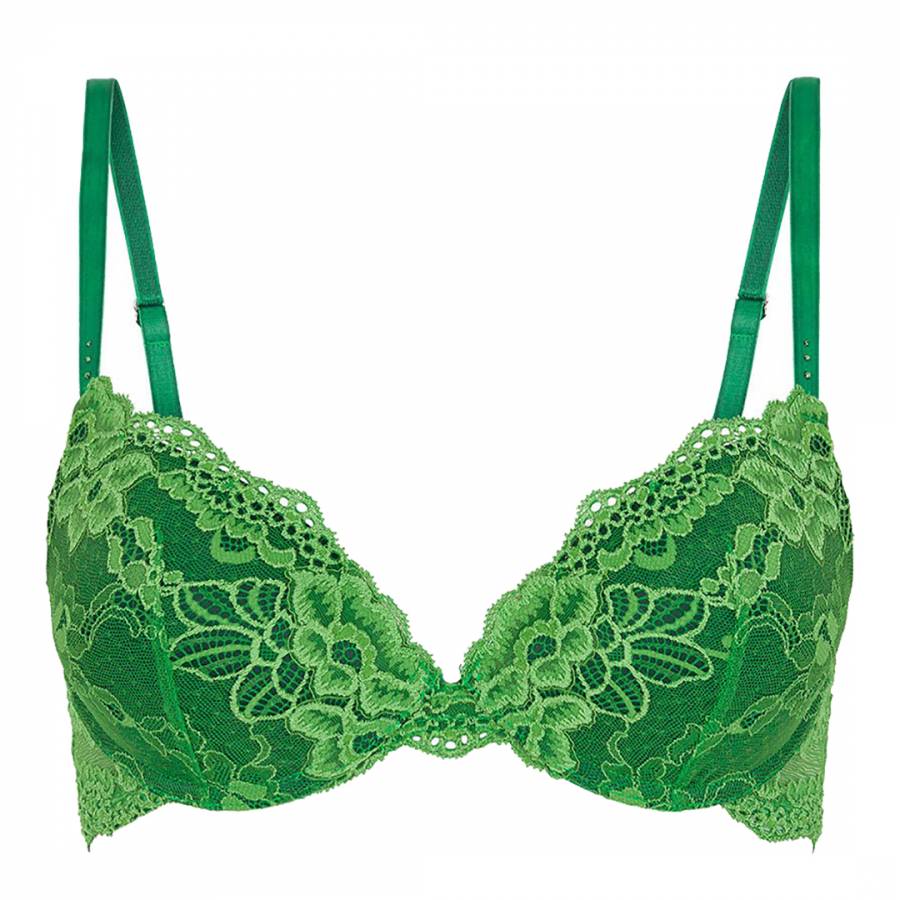 Green My Fit Lace Push Up Plunge Bra - BrandAlley