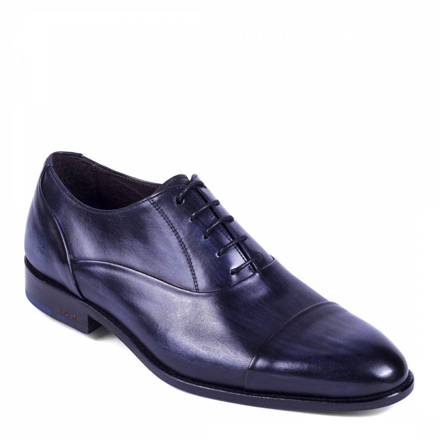Dark Blue Brushed Leather Tena Lace Up Oxford Shoes - BrandAlley