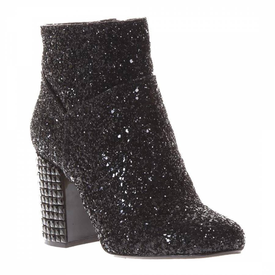 Black Arabella Glitter Embellished Ankle Boots - BrandAlley