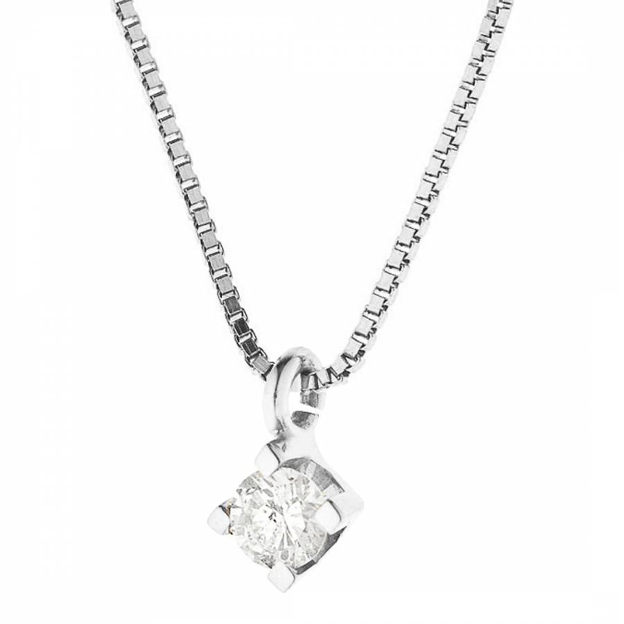 White Gold Solitaire Diamond Necklace 0.15 cts - BrandAlley