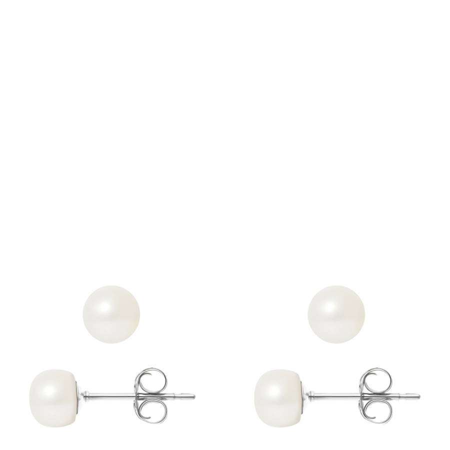 Natural White/Silver Pearl Earrings - BrandAlley
