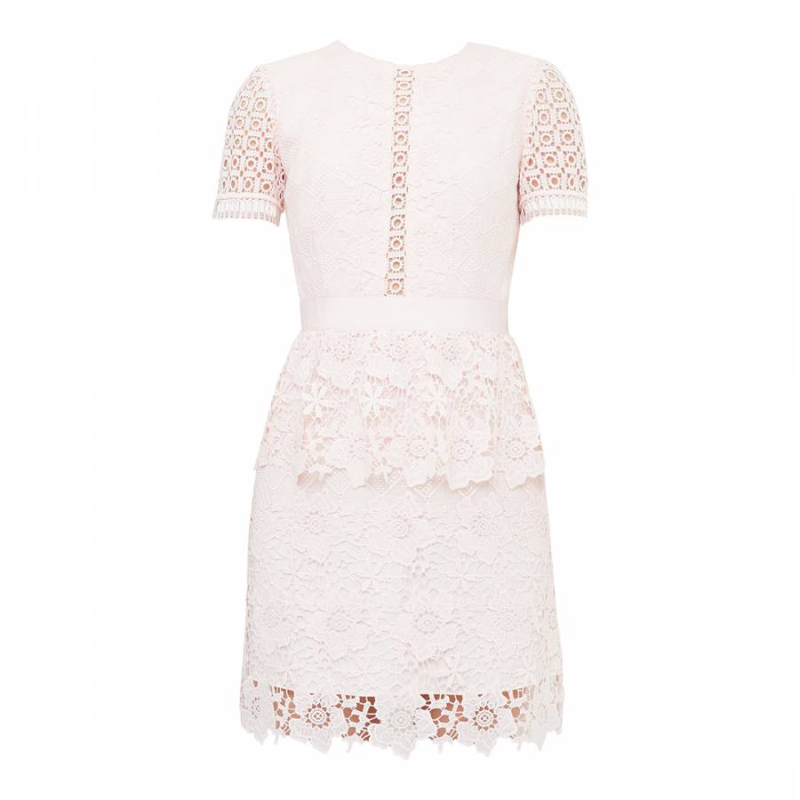 Baby Pink Dixa Layered Lace Skater Dress - BrandAlley