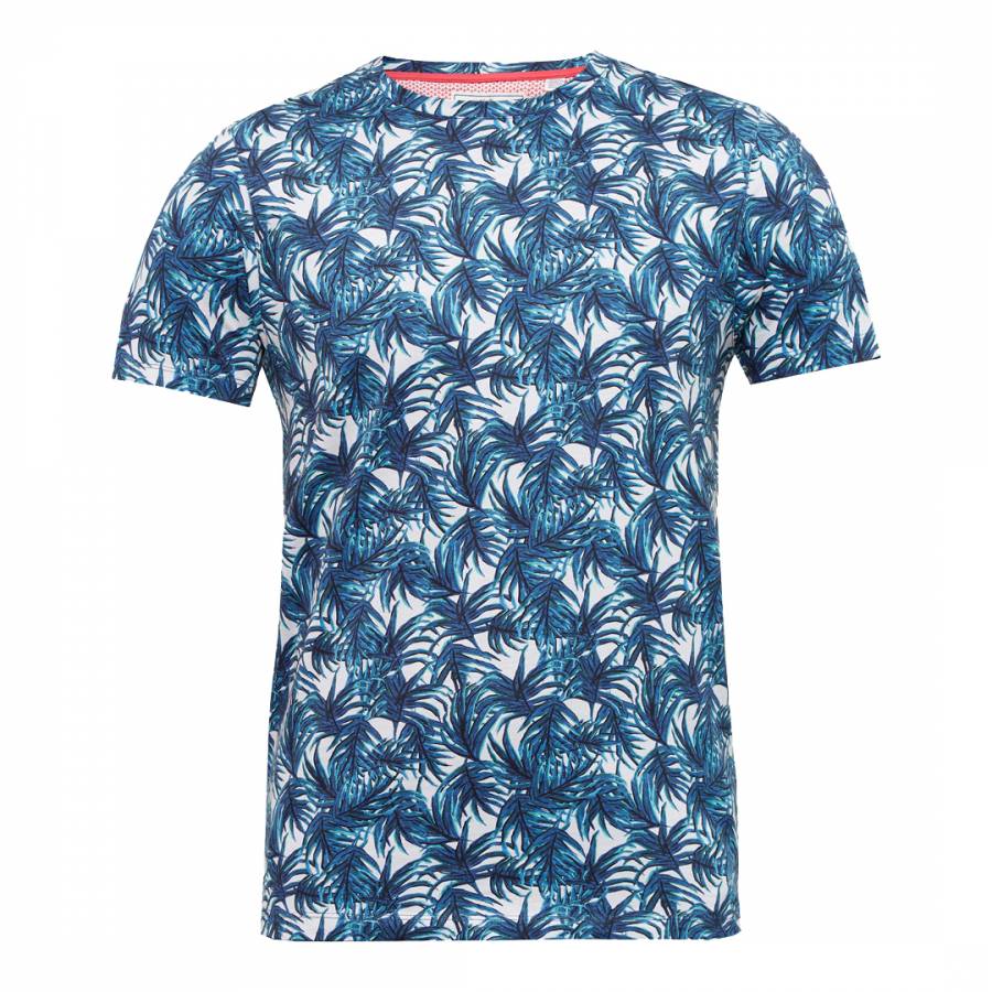Blue Leaf Print T-Shirt - BrandAlley