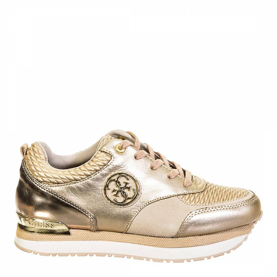 gold guess trainers