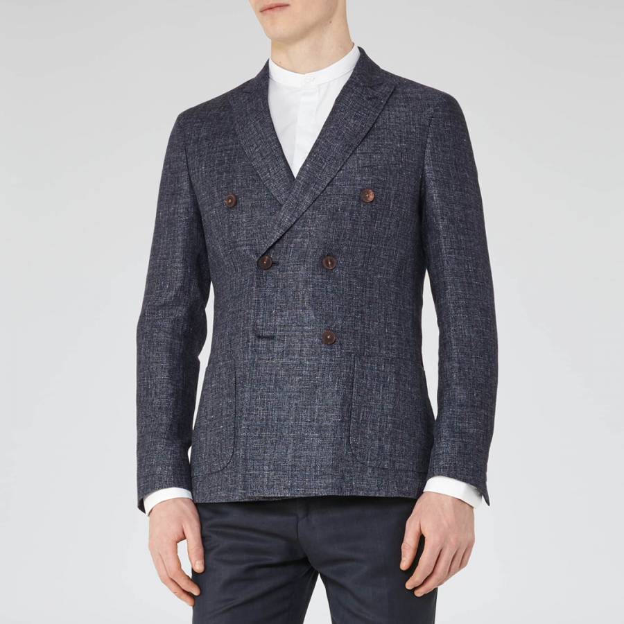 Indigo Robson Modern Fit Wool/Linen Suit Jacket - BrandAlley