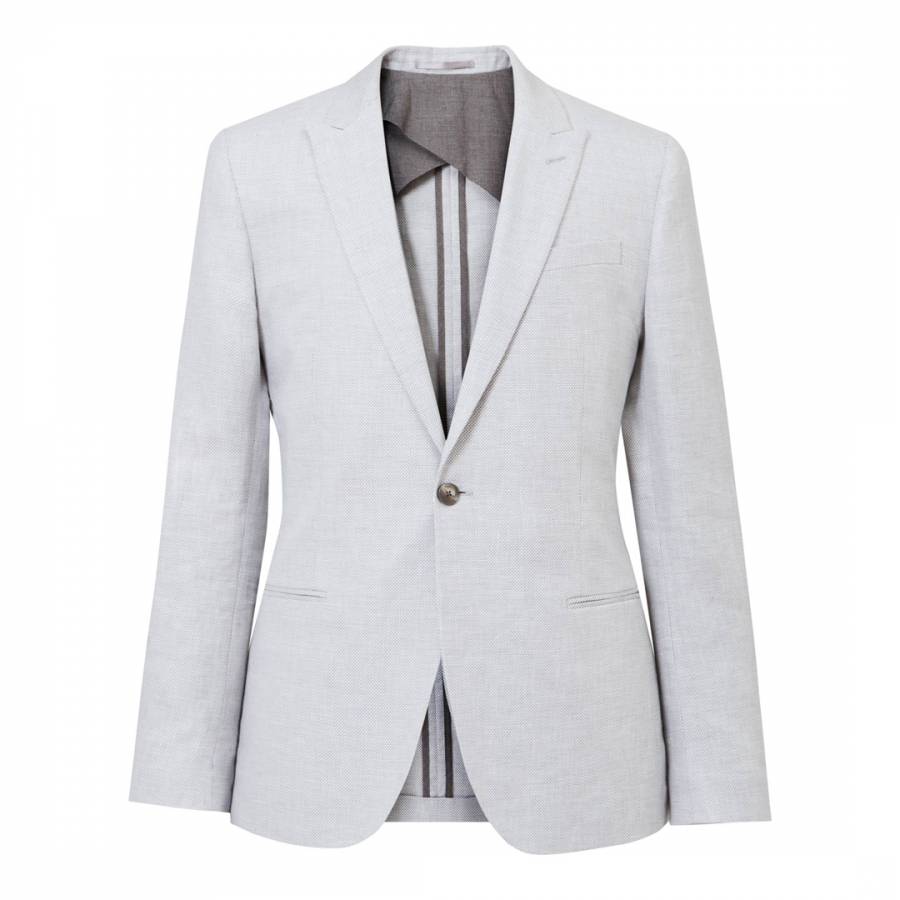 Light Grey Quaye Slim Linen/Cotton Suit Jacket - BrandAlley