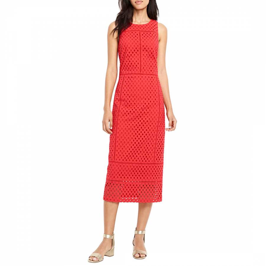 Orange Broderie Anglaise Panelled Dress - BrandAlley
