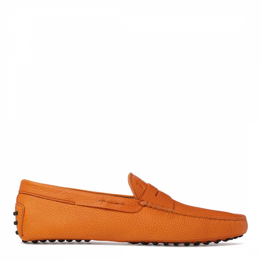Men's Orange Leather Gommino Loafers - BrandAlley