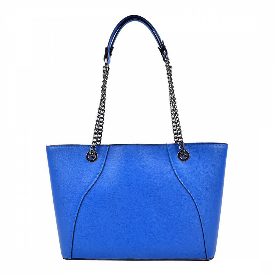 Blue Leather Chain Shoulder Bag - BrandAlley